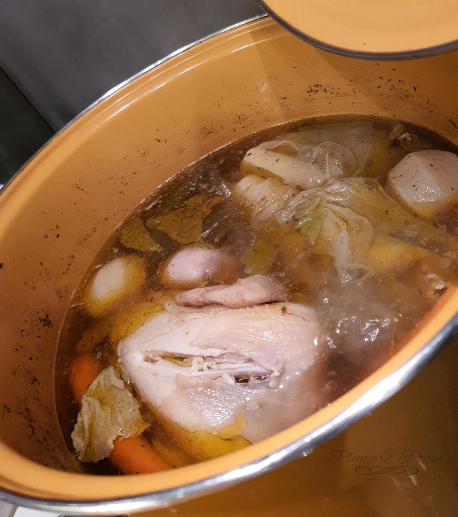 Préparation de la poule au pot