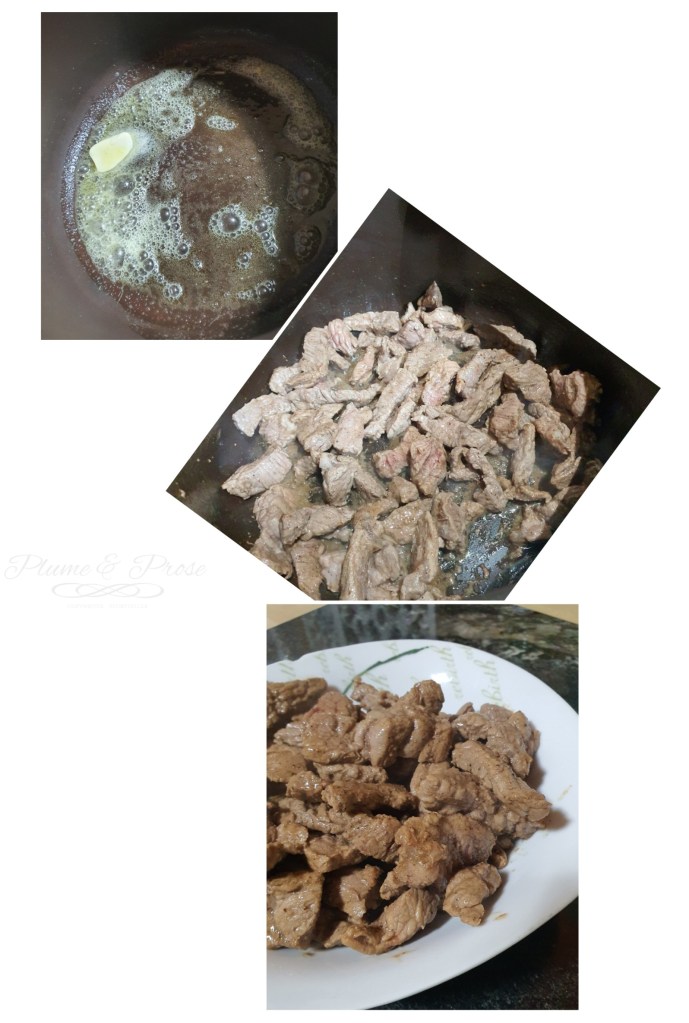 Préparation du boeuf Stroganoff