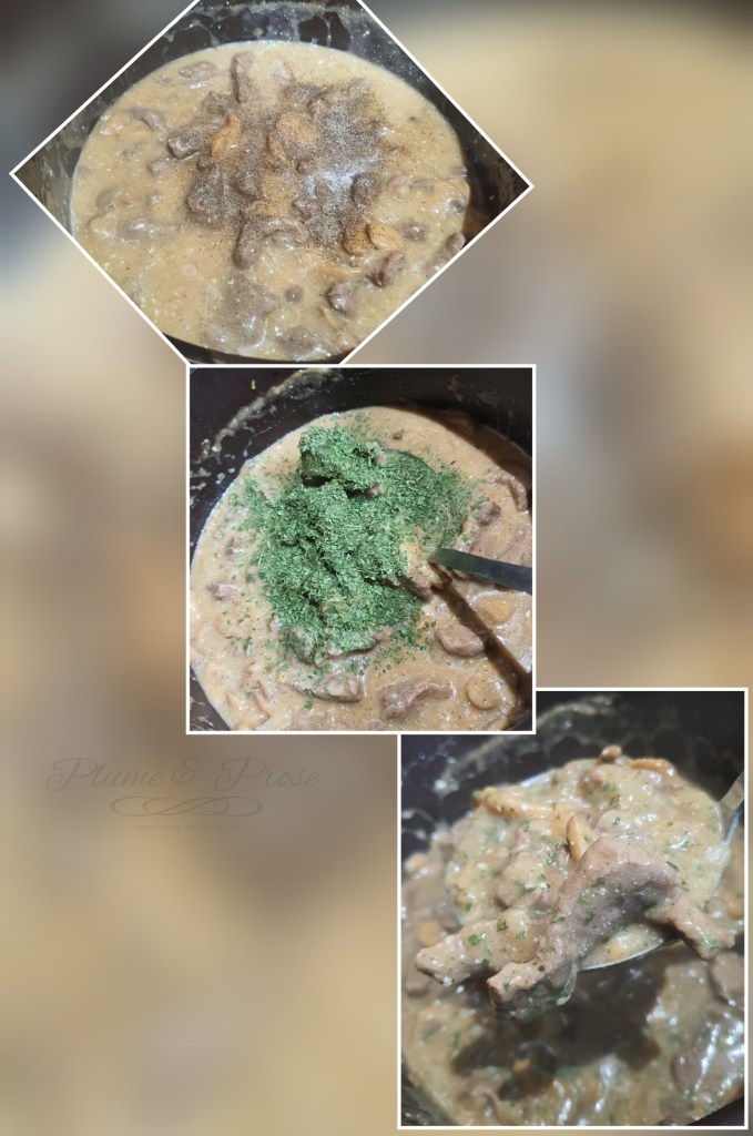 Préparation du boeuf Stroganoff