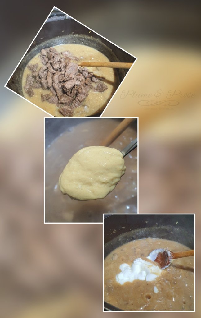 Préparation du boeuf Stroganoff