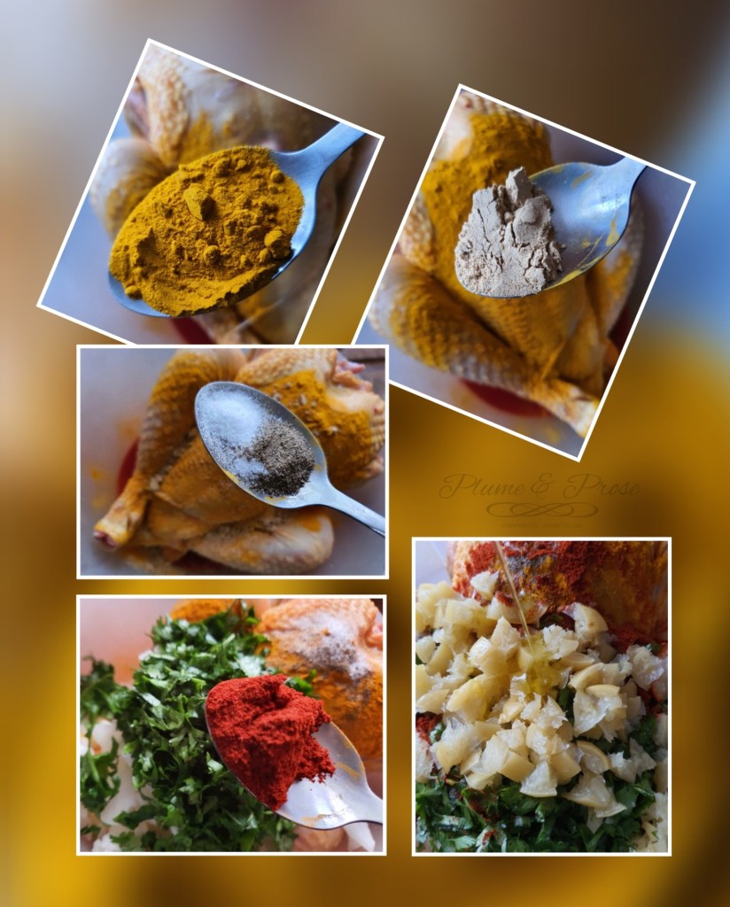 Préparation du tajine de poulet au citron et olives