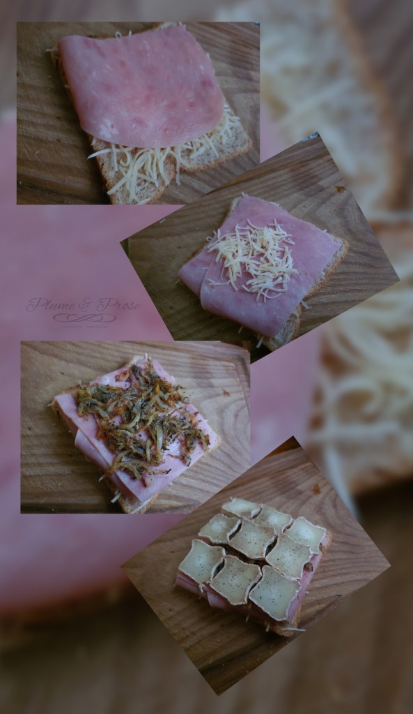 Préparation du Croque-chèvre au jambon et sa compotée d'oignons