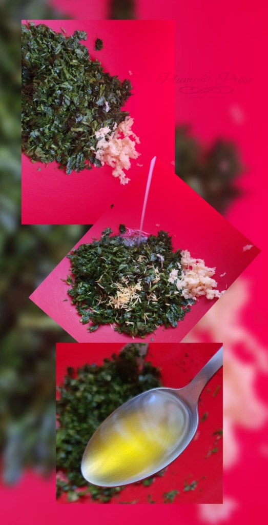 Préparation des spaghettis alla gremolata