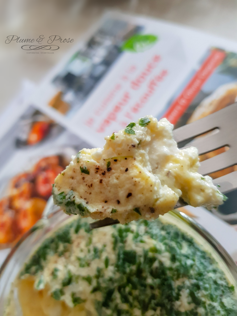 Omelette aux herbes et fromage de chèvre à la vapeur
