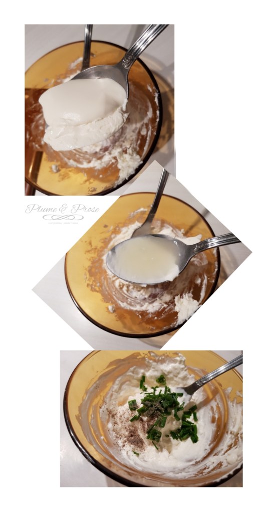 Préparation d'un bagel au saumon fumé et fromage frais