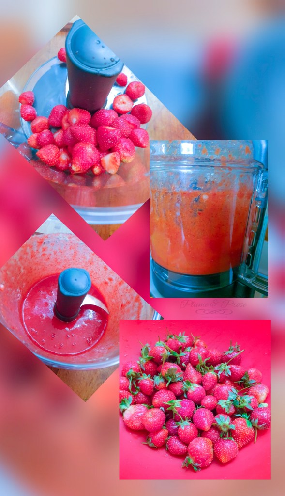 Préparation de glace maison à la fraise
