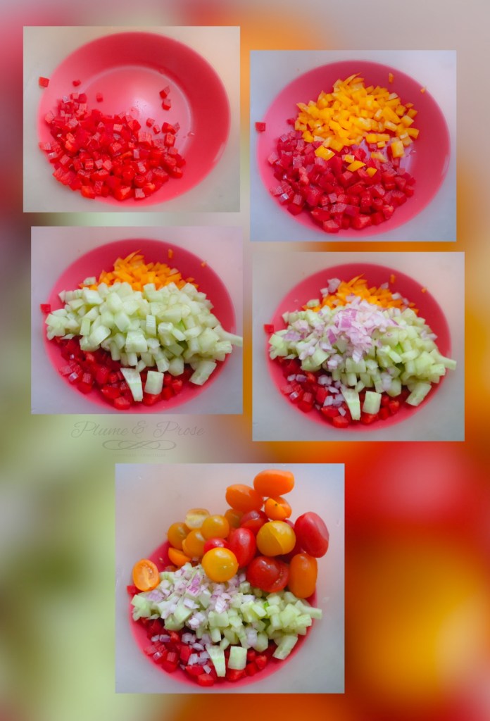 Préparation de la "Sopska" ou la salade monténégrine de saison