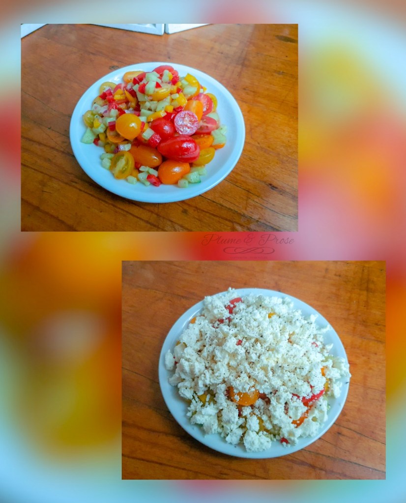 Préparation de la "Sopska" ou la salade monténégrine de saison