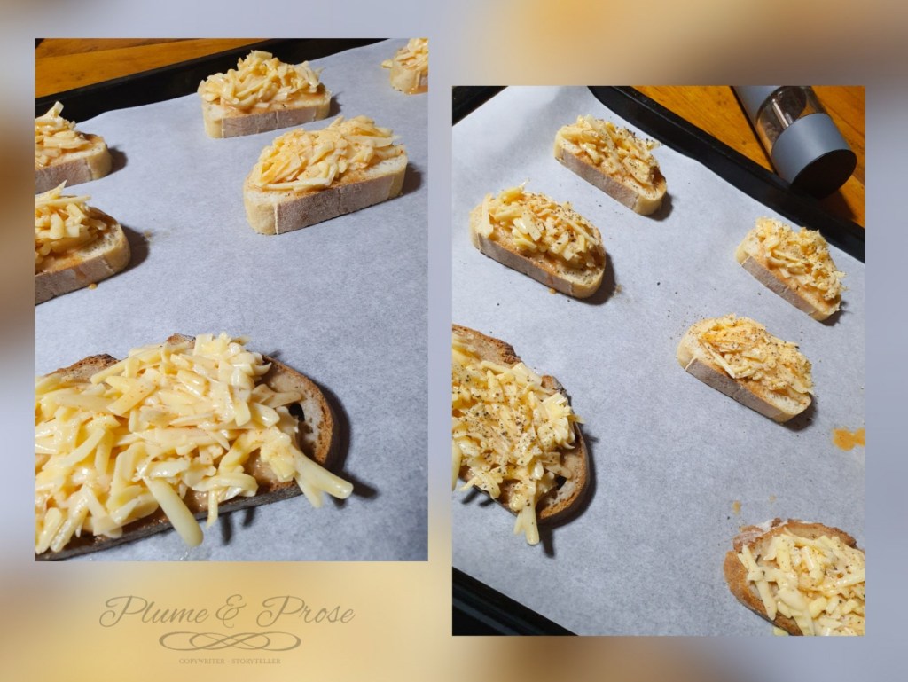 Préparation des croûtes au fromage