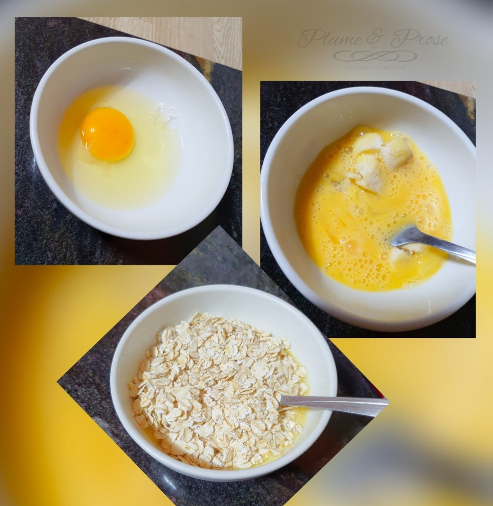 Préparation du Bowl Cake "health" Banane-Dattes