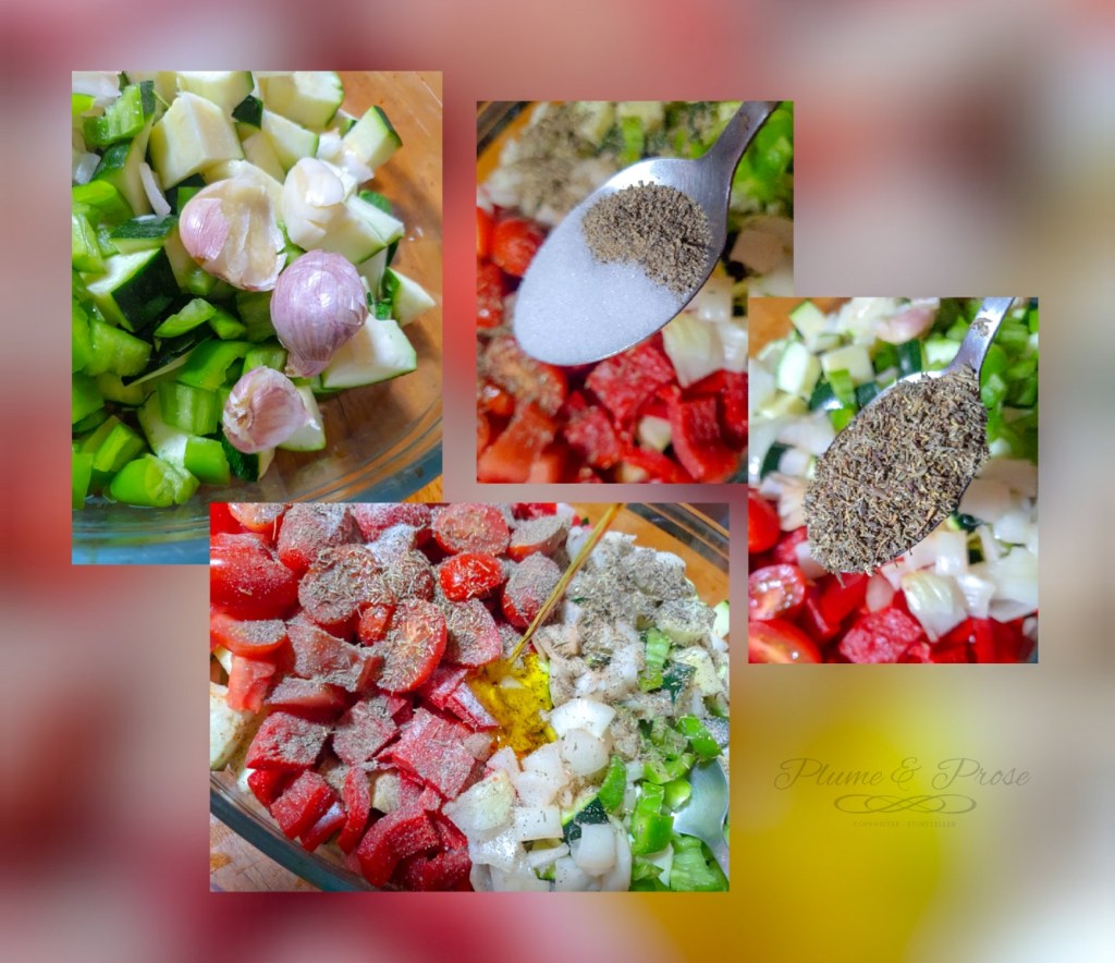 Préparation de le ratatouille au four