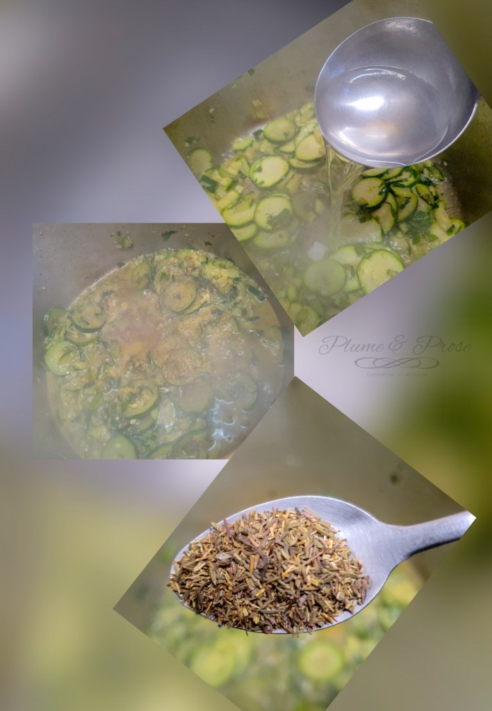 Préparation des "Pasta alle Zucchine" ou les pâtes aux courgettes à l'italienne