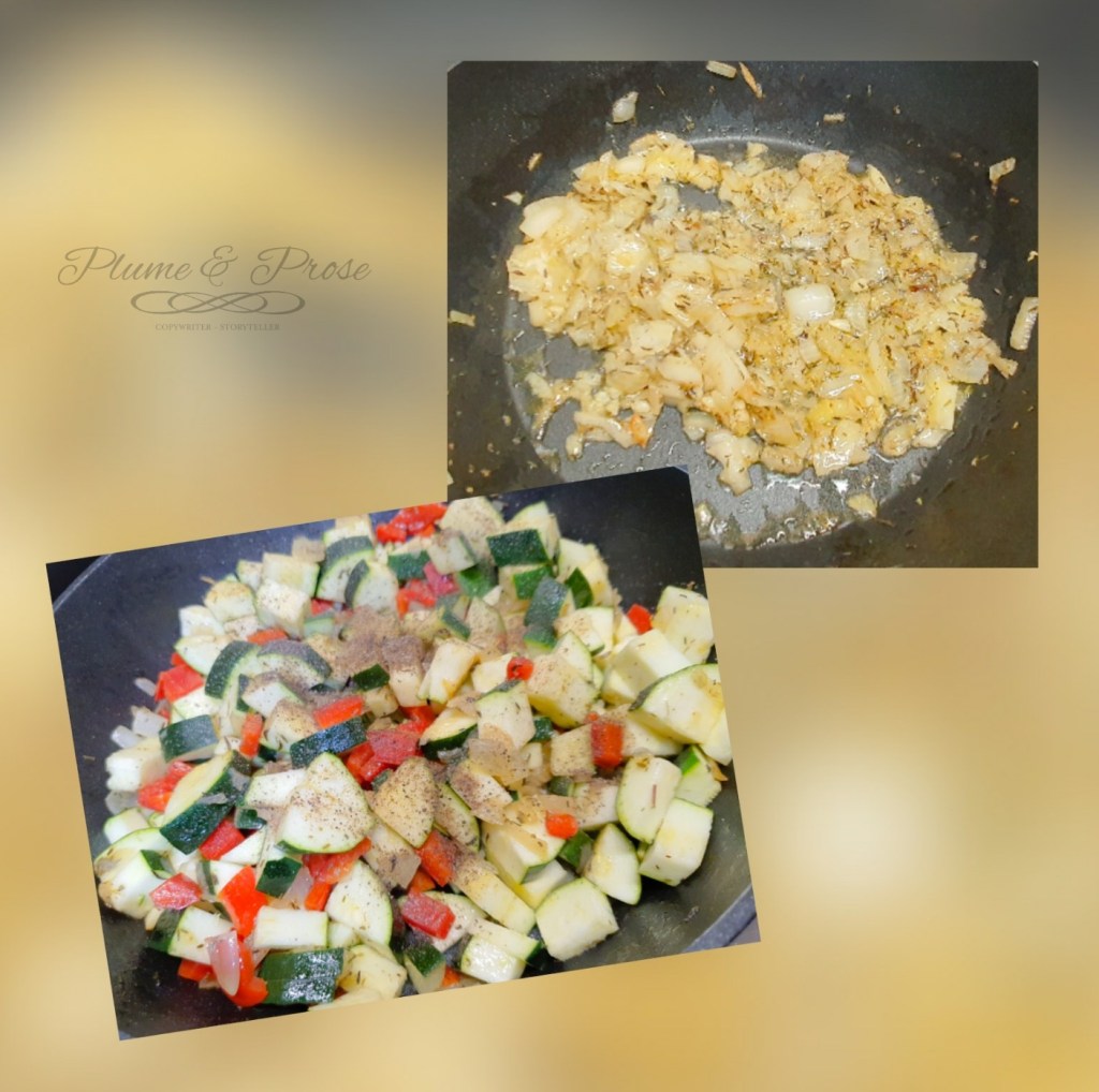 Préparation du clafoutis aux courgettes