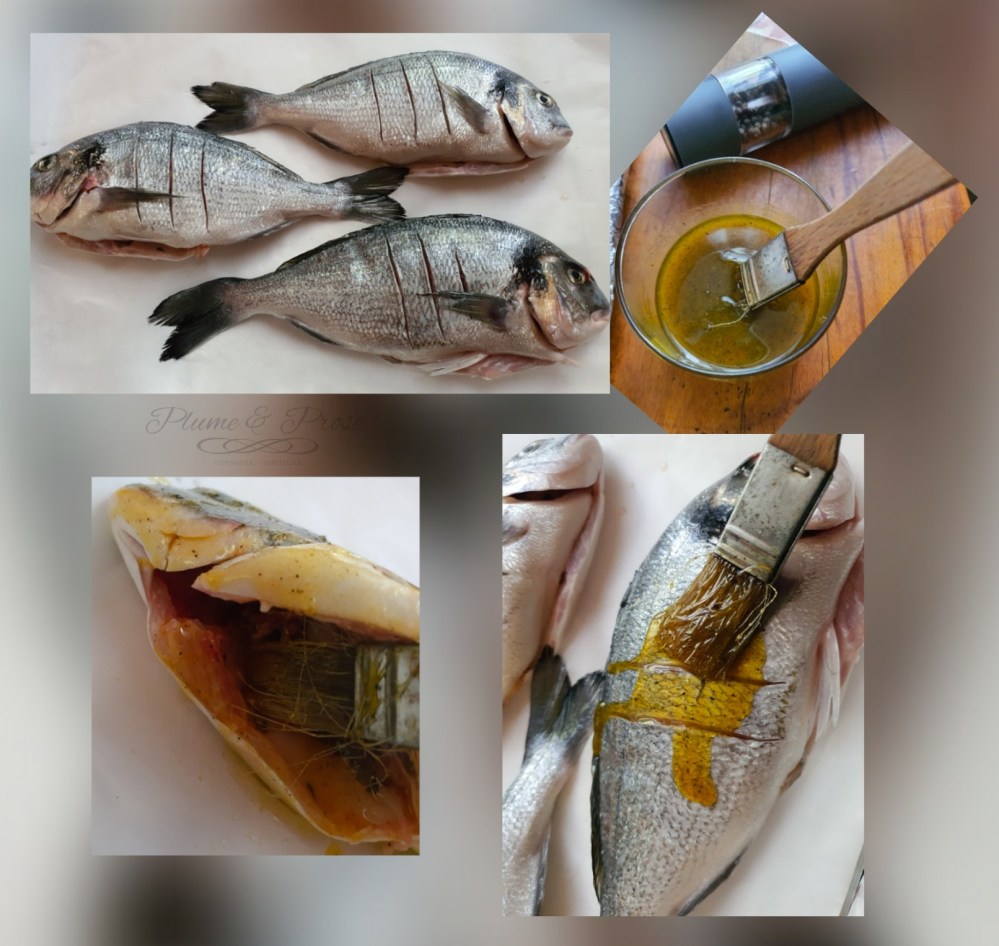 Préparation du poisson grillé au four