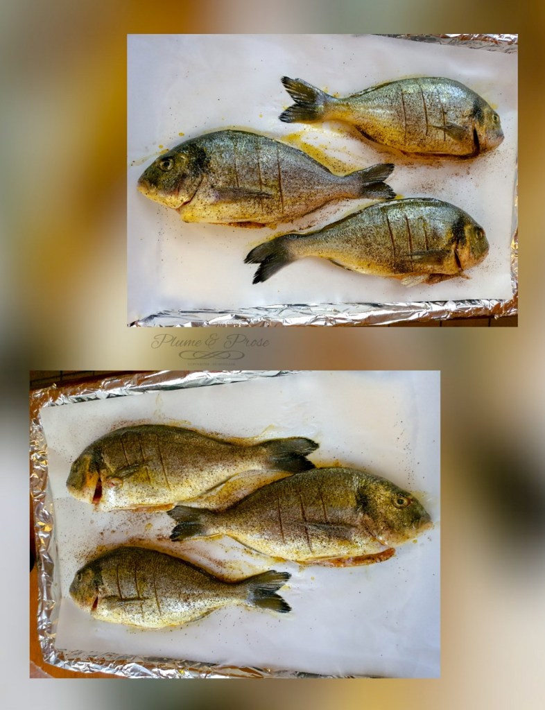 Préparation du poisson grillé au four