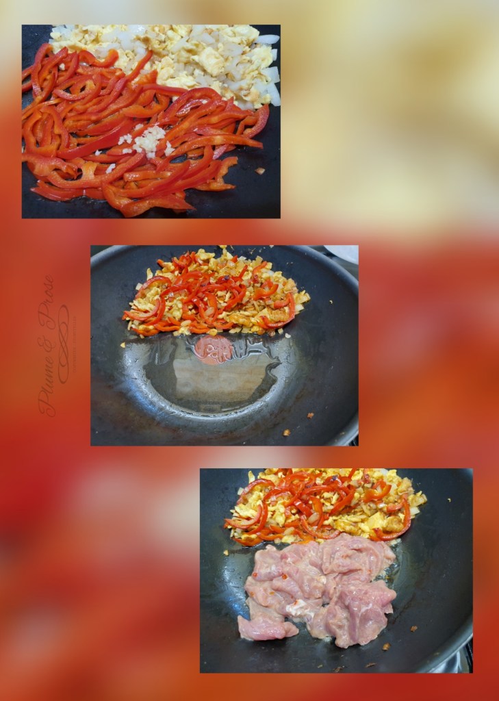 Préparation des "Noodle Stir Fry" ou les nouilles sautées de Singapour