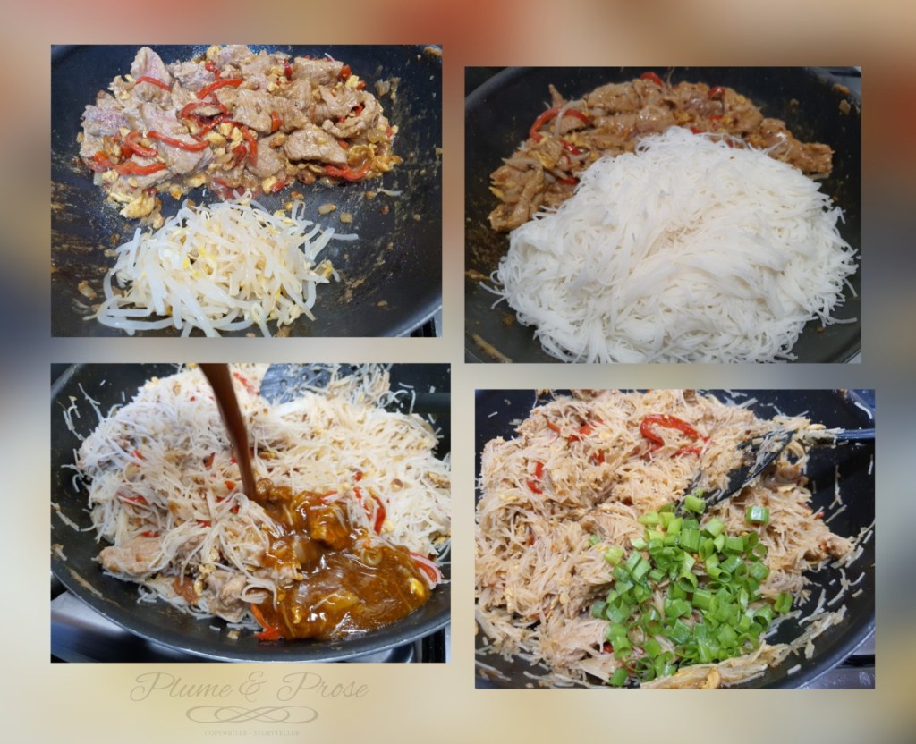 Préparation des "Noodle Stir Fry" ou les nouilles sautées de Singapour