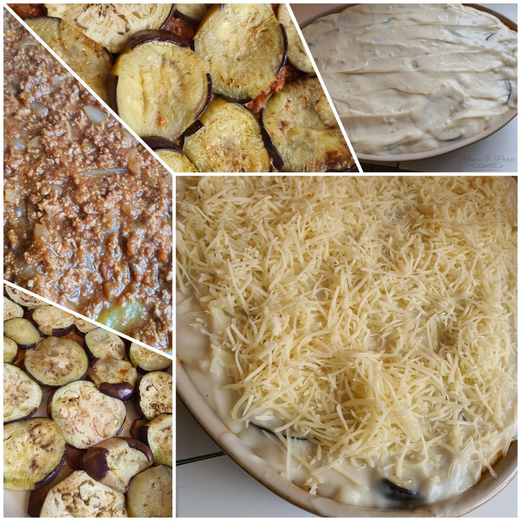 Préparation de la moussaka