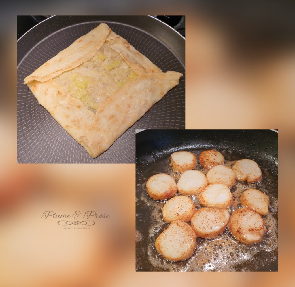 Préparation des Galettes Bretonnes à la Fondue de Poireaux et Noix de Saint-Jacques