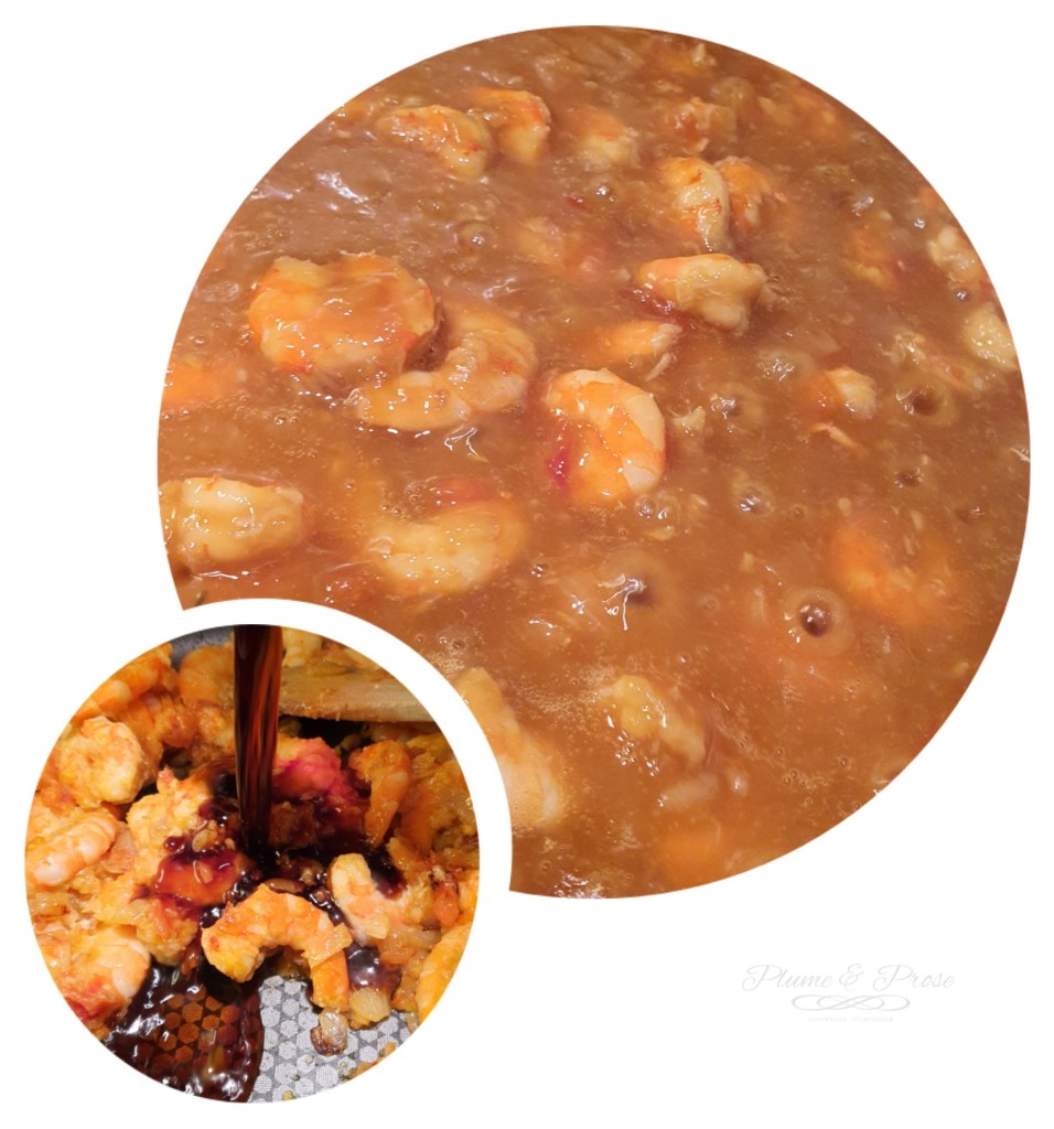 Préparation des crevettes sauce piquante