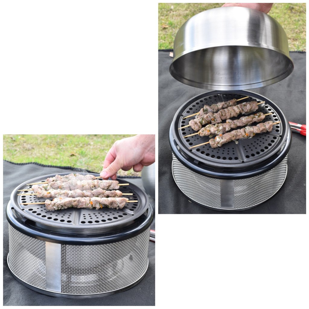 Cuisson des brochettes au barbecue Cobb premier