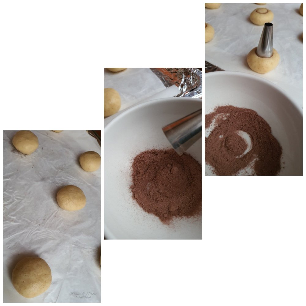 Préparation des biscuits champignons