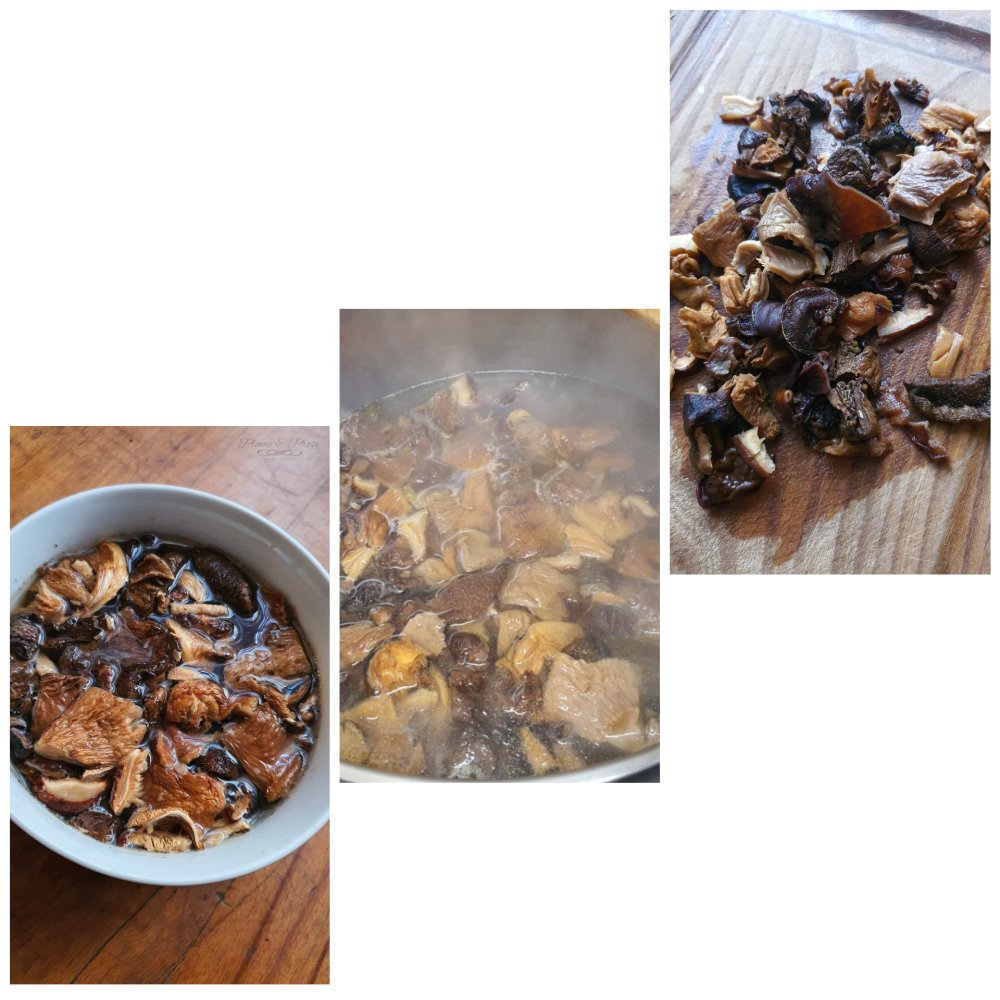 Préparation du risotto aux champignons