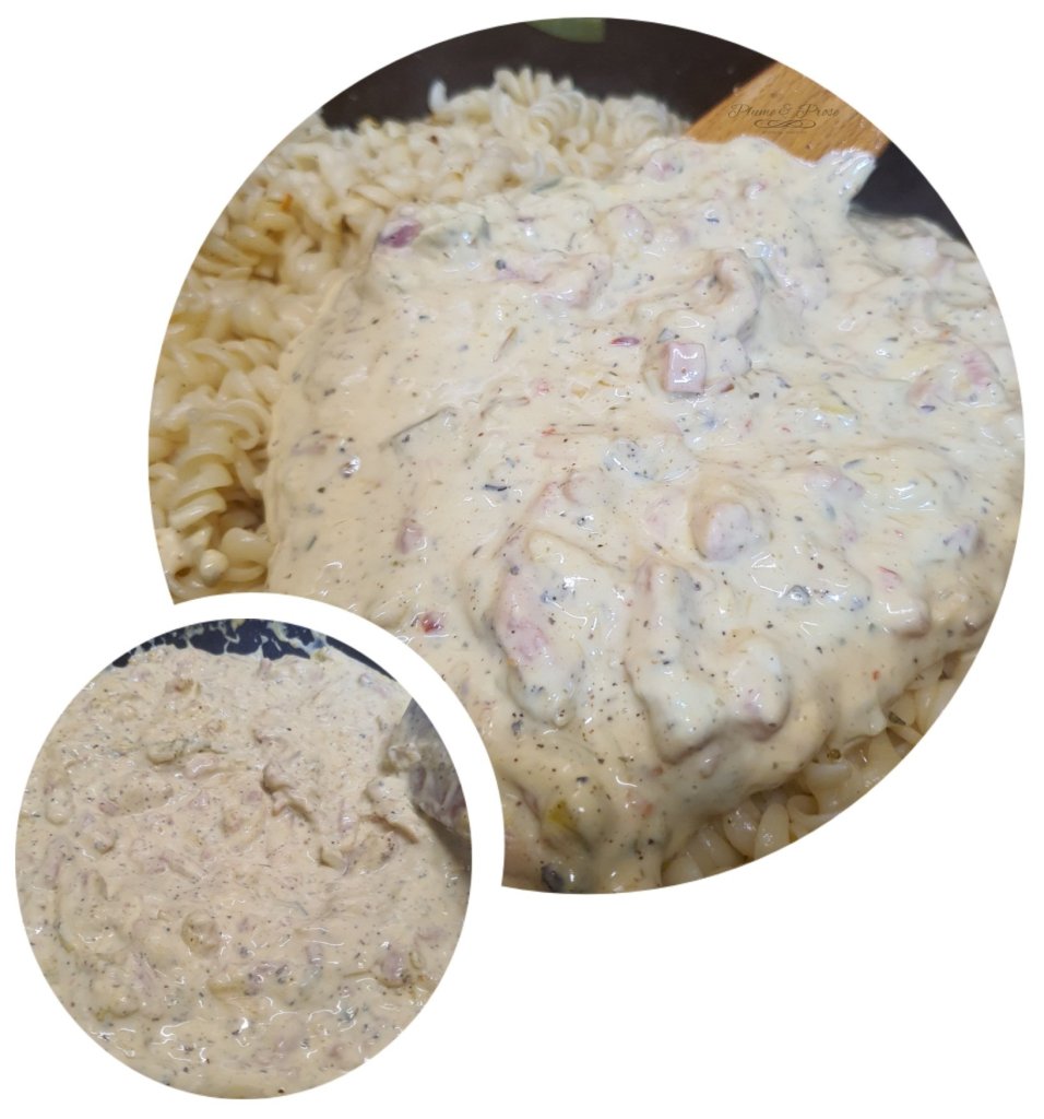 Préparation des fusilli poireaux-vache qui rit