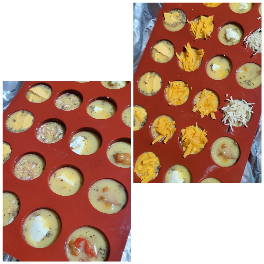 Préparation des bouchées d'omelettes