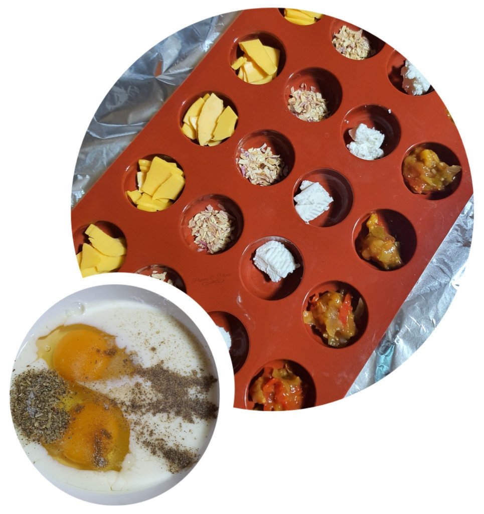 Préparation des bouchées d'omelettes
