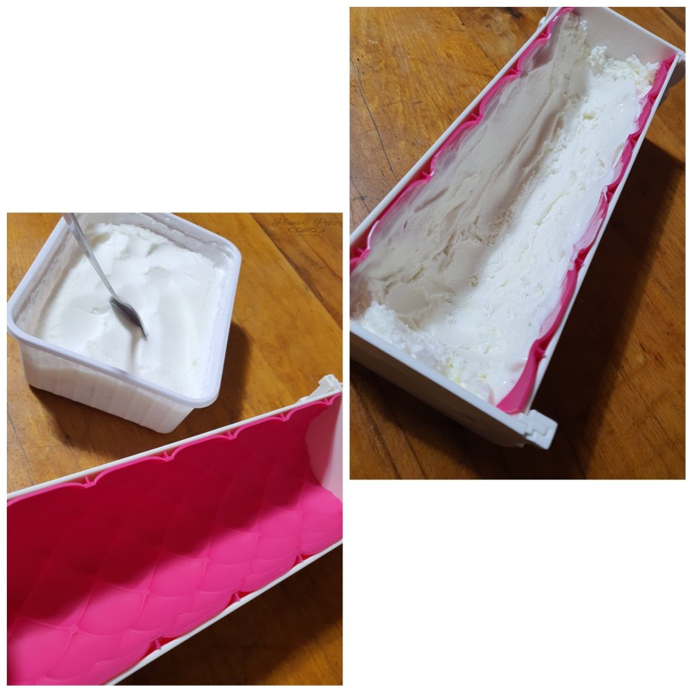 Préparation de la Bûche glacé express façon Mystère vanille-coco et son coeur coulant chocolat