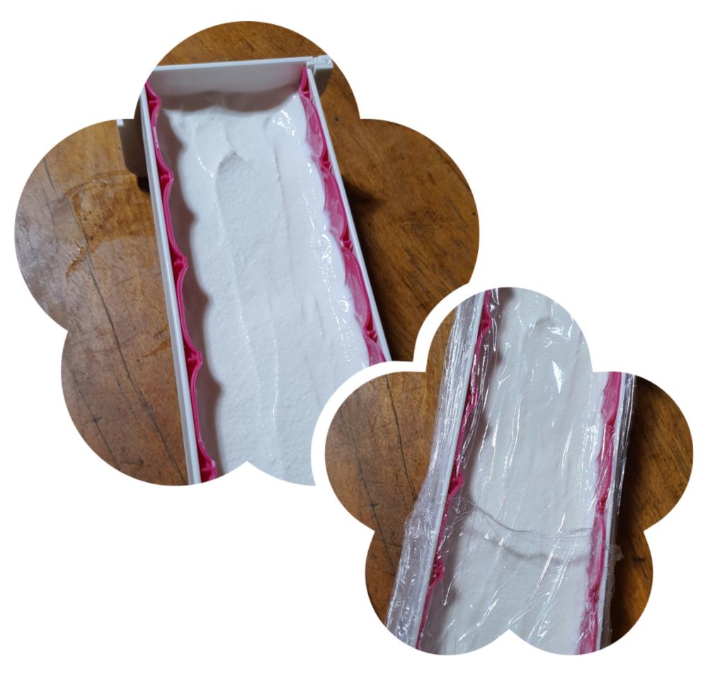 Préparation de la Bûche glacé express façon Mystère vanille-coco et son coeur coulant chocolat