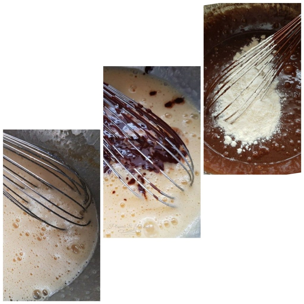 Préparation du fondant poire-chocolat