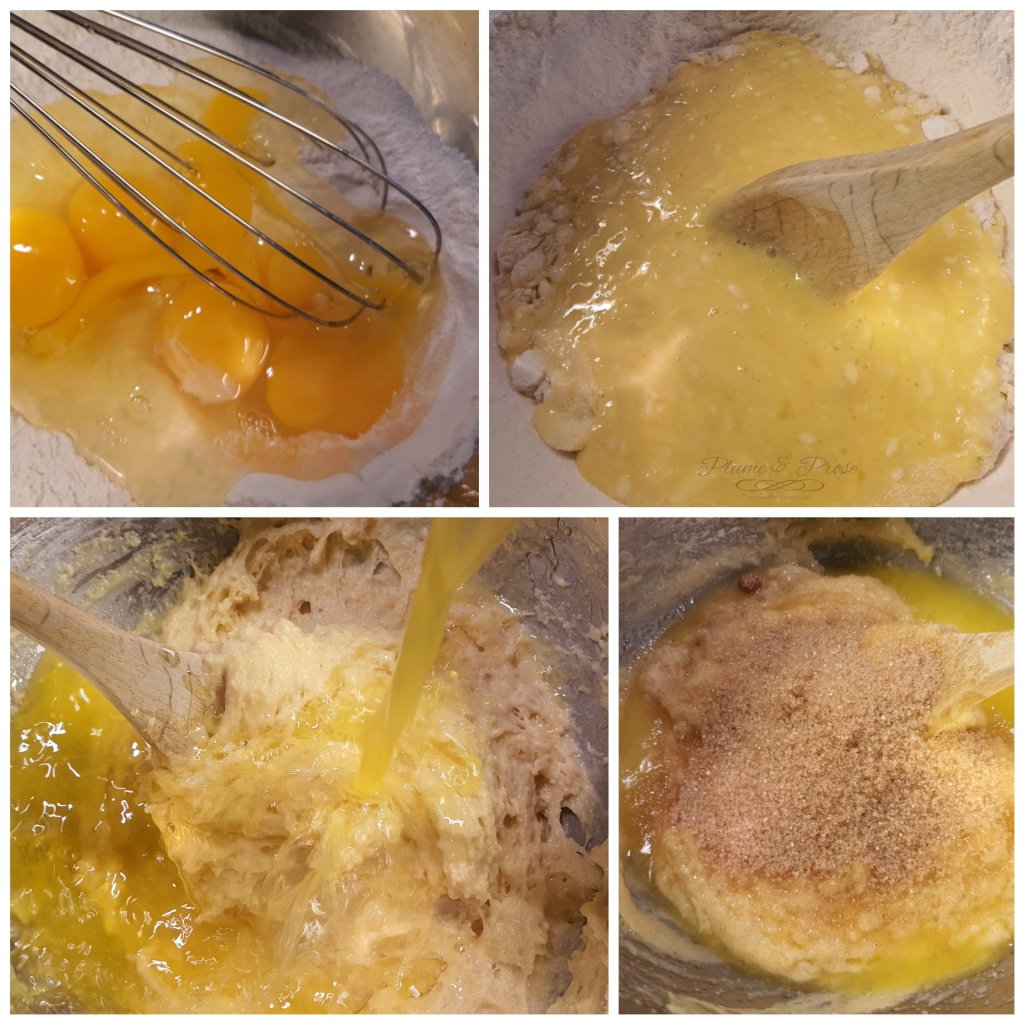 Préparation du far aux pommes caramélisées