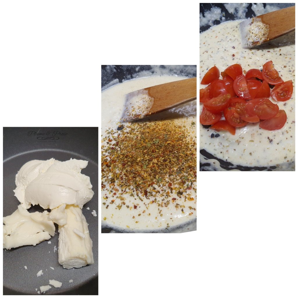Préparation des pâtes sauce chèvre