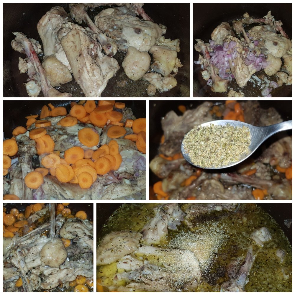 Préparation du bouillon de volaille
