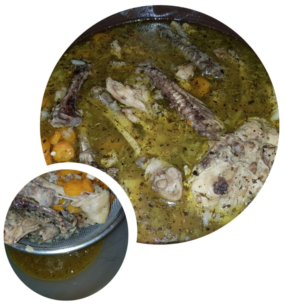 Préparation du bouillon de volaille