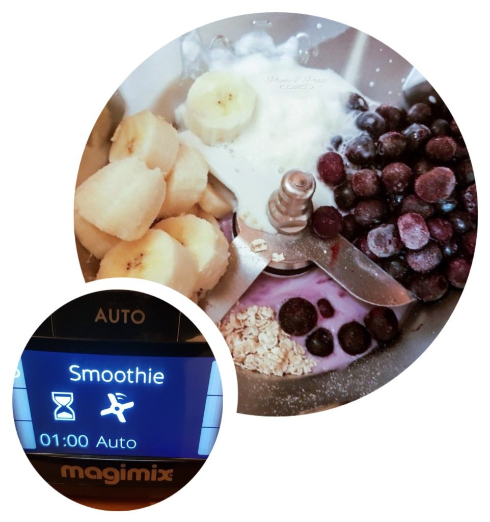 Préparation du smoothie Banane-Myrtilles aux Flocons d'avoine