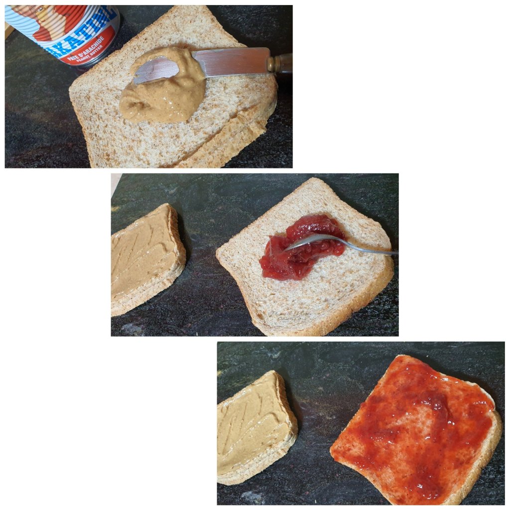 Préparation du Sandwich au beurre de cacahuète et à la confiture