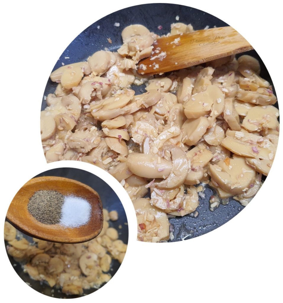 Préparation des pâtes crémeuses au chèvre et champignons
