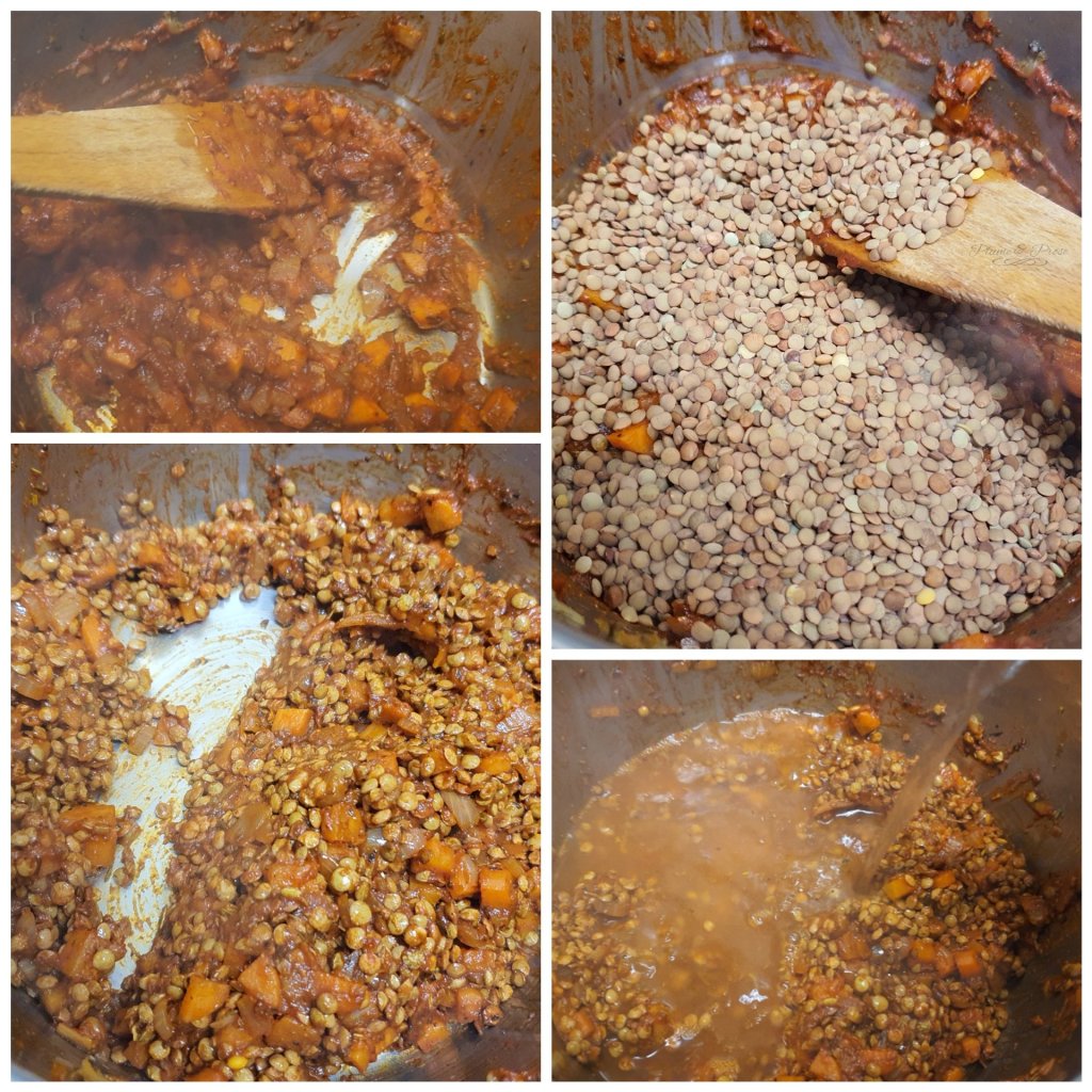 Préparation de la soupe de lentilles