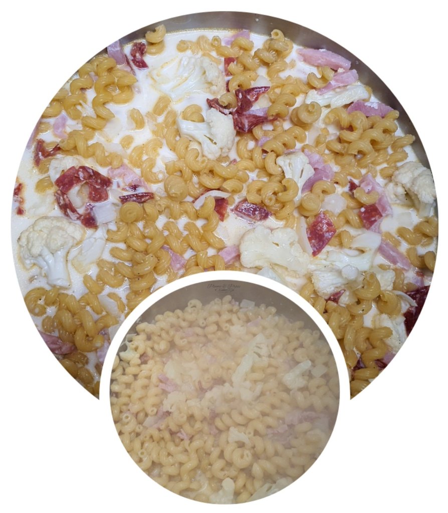 Préparation du "One Pan Pasta Lardons Chourizo"