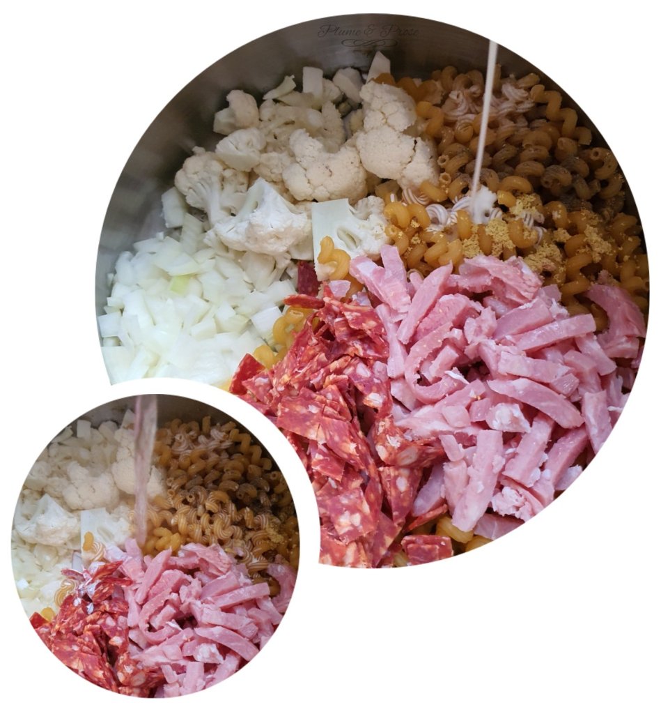 Préparation du "One Pan Pasta Lardons Chourizo"