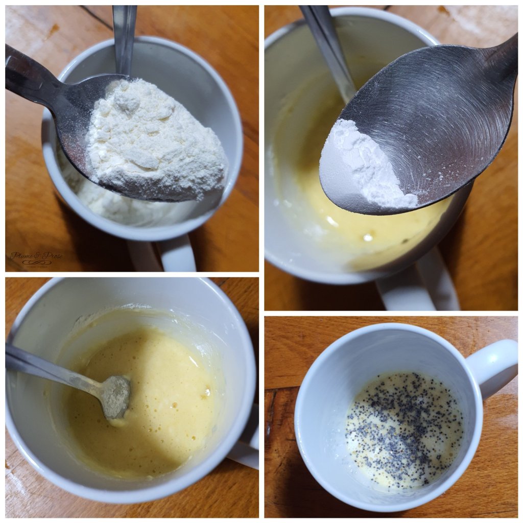 Préparation du mugcake citron pavot sans beurre