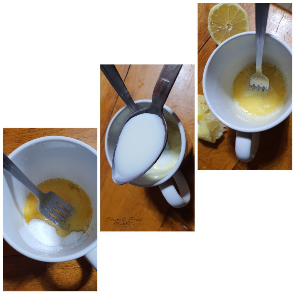 Préparation du mugcake citron pavot sans beurre