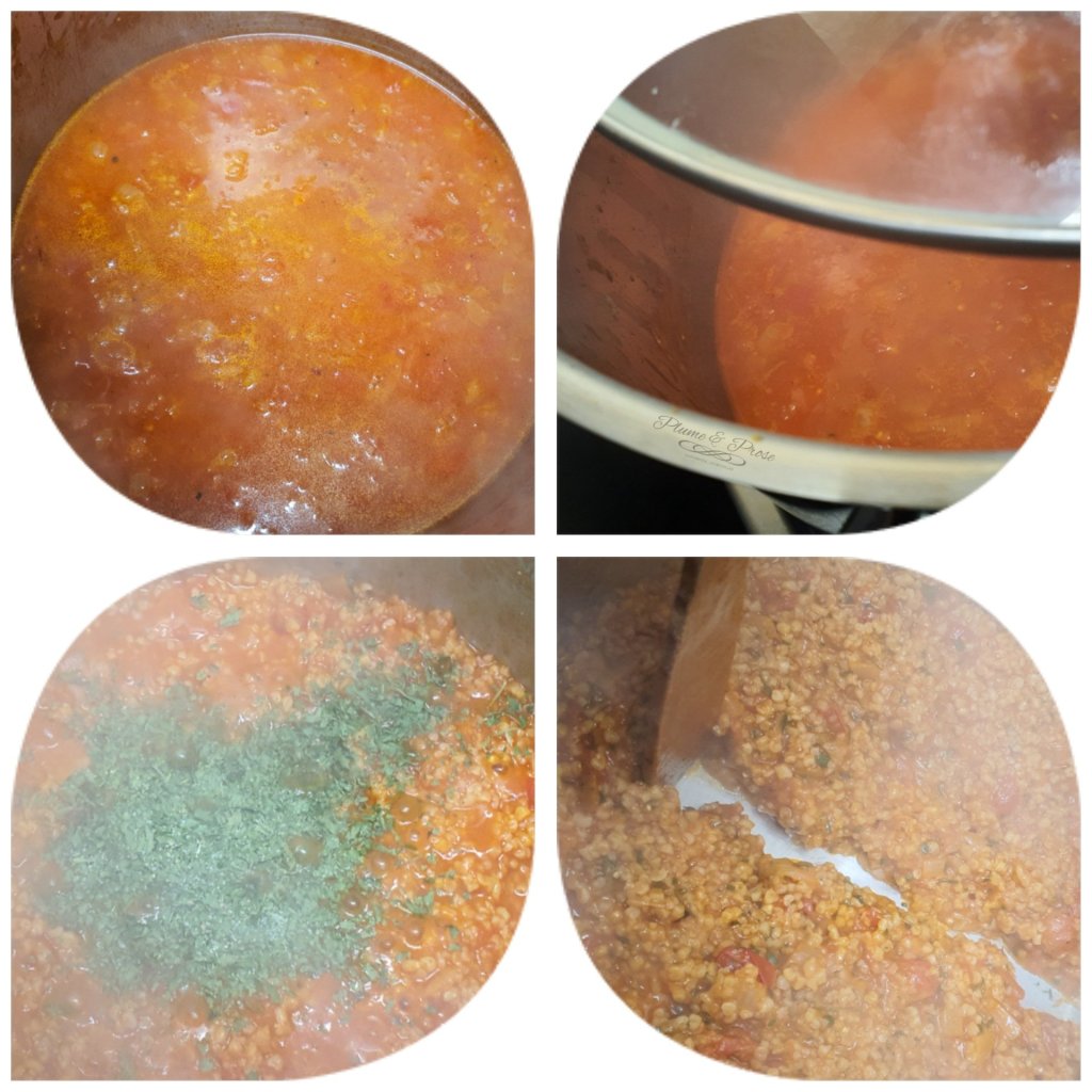 Préparation du "Berghol bel banadora" (boulghour à la tomate syrien)