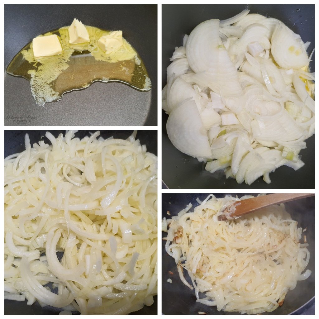 Préparation de la sauce brune aux oignons