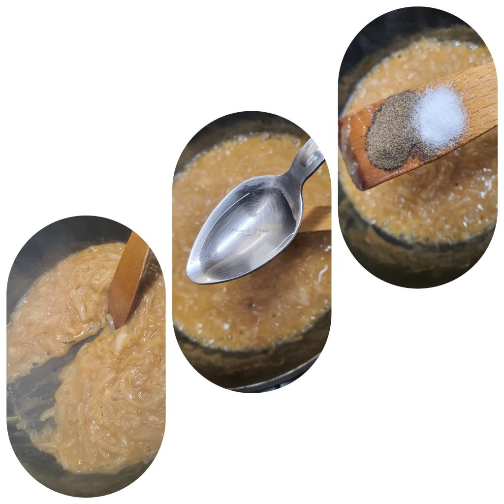 Préparation de la sauce brune aux oignons