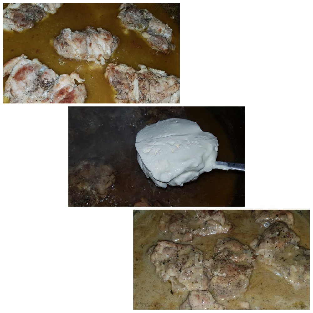 Préparation du poulet sauce crémeuse à l'ail et au citron