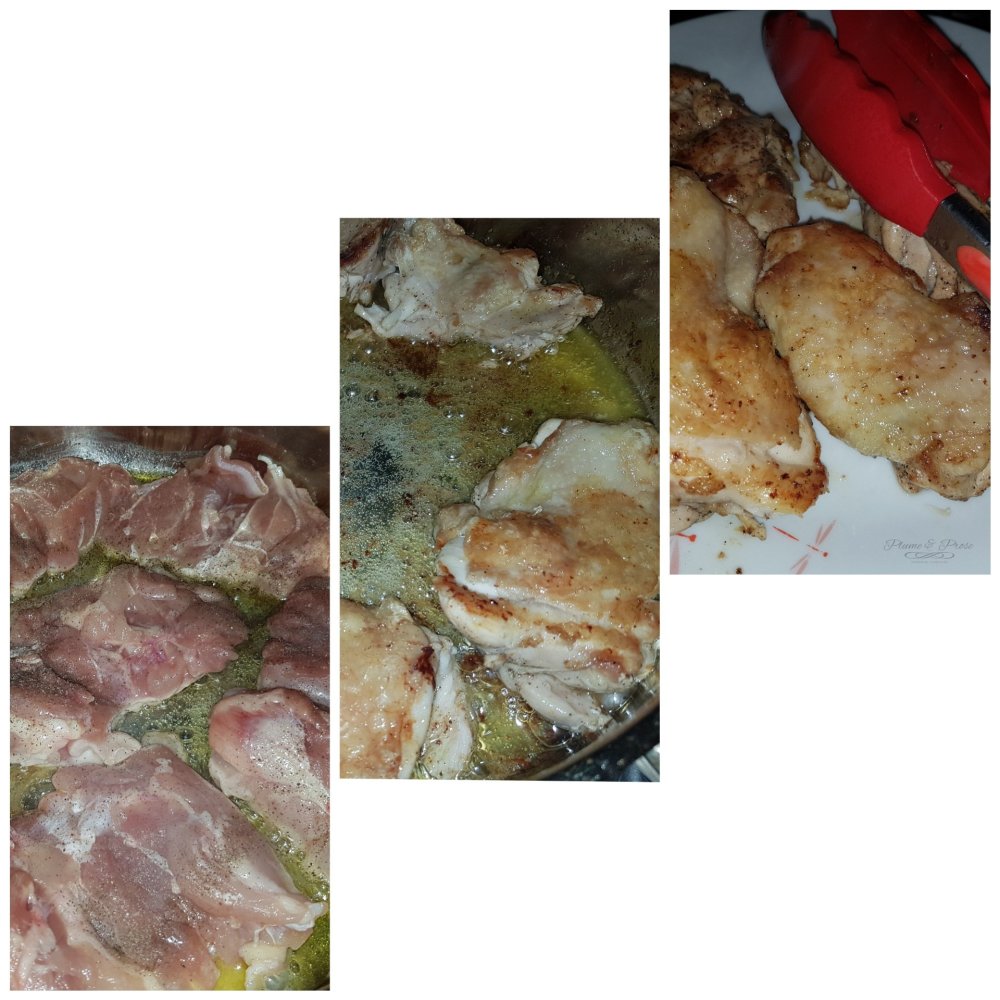 Préparation du poulet sauce crémeuse à l'ail et au citron